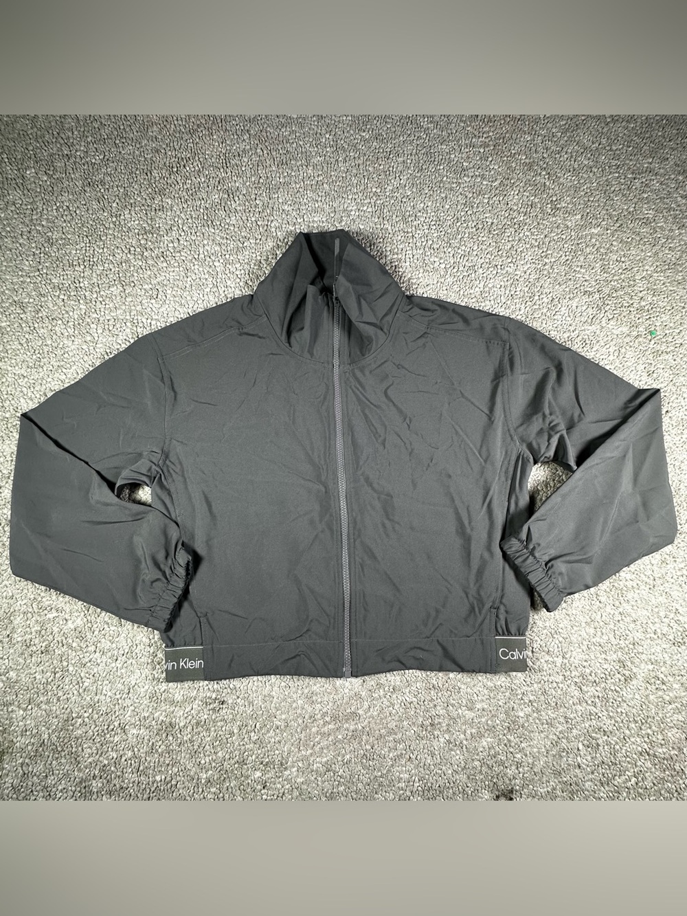 Calvin Klein Women's Full Zip Athletic Jacket Black Size Large Lightweight Logo